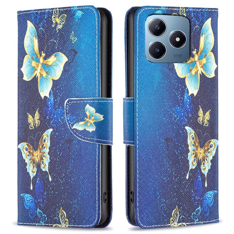 Leren Hoesje Voor Realme Note 60x Gouden Vlinders