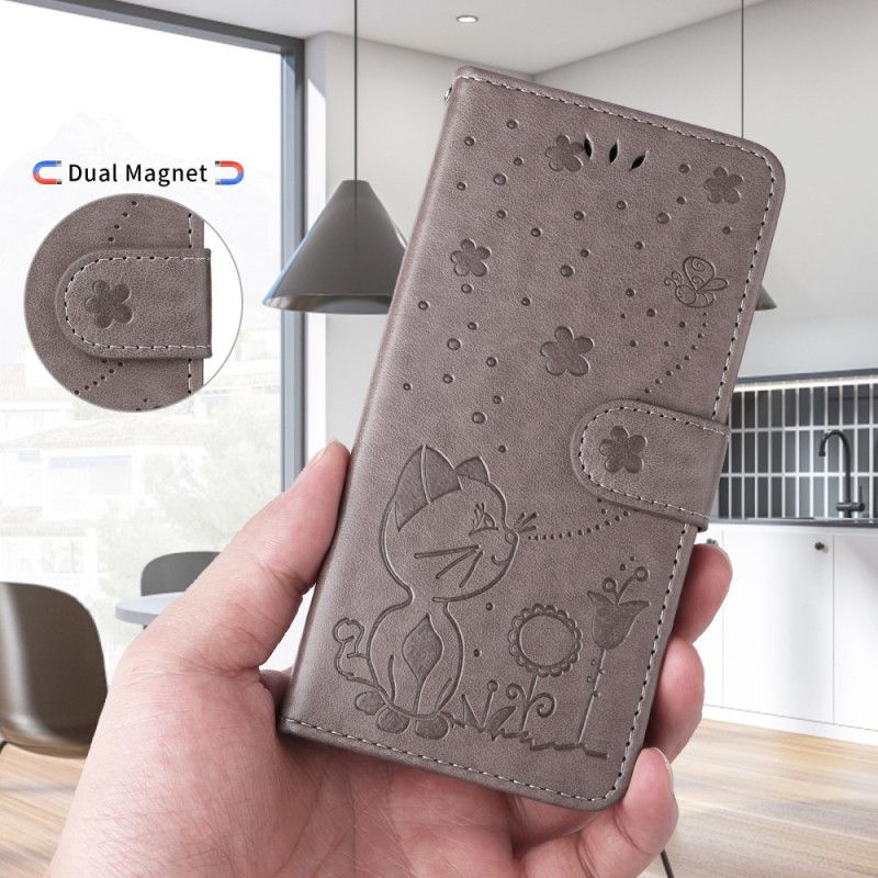 Flip Case Leren Huawei Pura 80 Ultra Bij En Kat