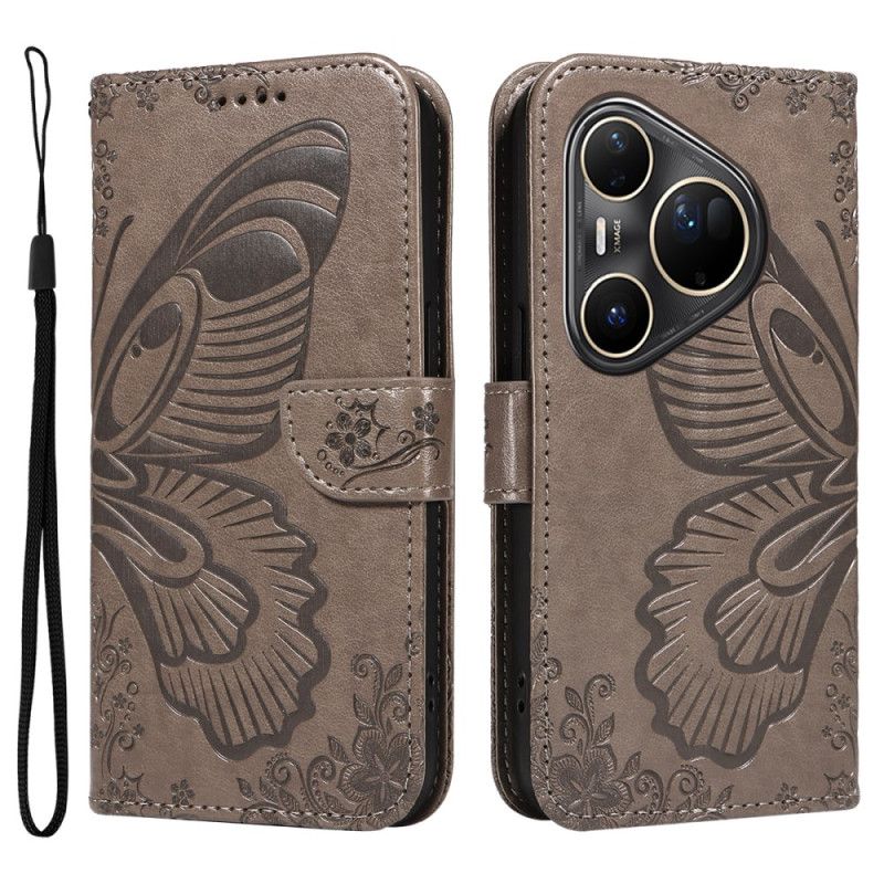 Leren Hoesje Huawei Pura 80 Ultra Grafische Vlinder Bescherming Hoesje