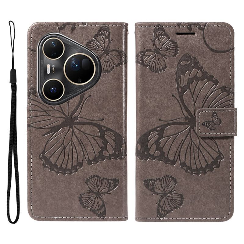Leren Hoesje Huawei Pura 80 Ultra Groot Vlinders Bescherming Hoesje