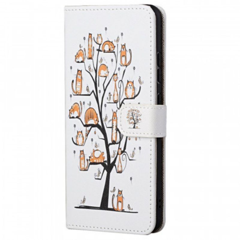 Leren Hoesje voor Xiaomi Redmi Note 11 Pro / 11 Pro 5G Met Ketting Funky Cats Met Riem