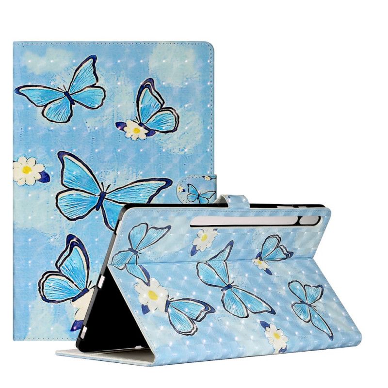 Bescherming Hoesje Samsung Galaxy Tab S7 Plus Lichtblauw Wit Vlinderfee