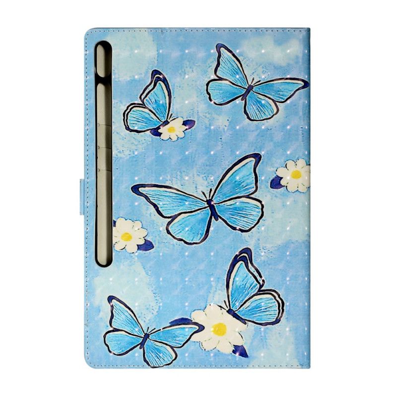 Bescherming Hoesje Samsung Galaxy Tab S7 Plus Lichtblauw Wit Vlinderfee