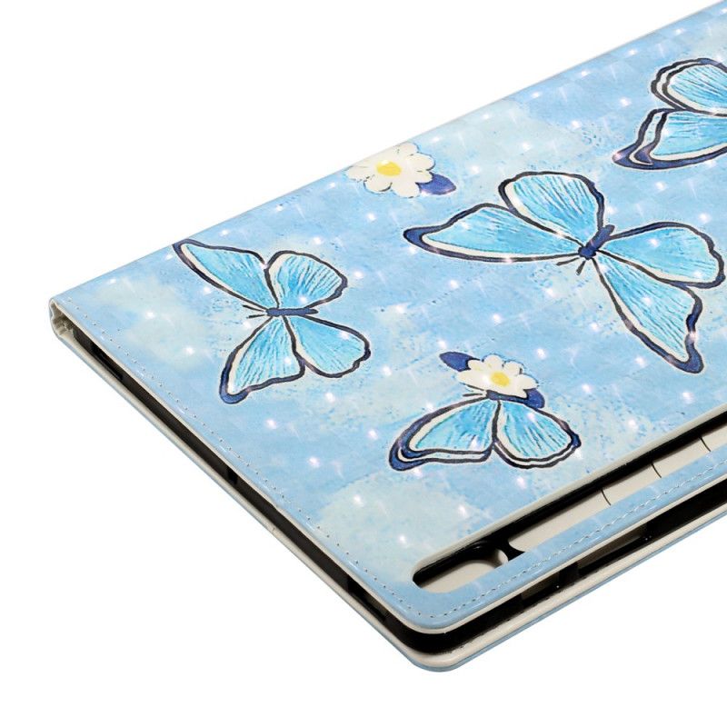 Bescherming Hoesje Samsung Galaxy Tab S7 Plus Lichtblauw Wit Vlinderfee