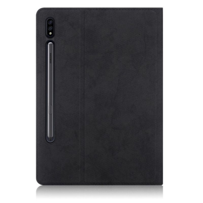 Cover Samsung Galaxy Tab S7 Plus Lichtblauw Zwart Zakelijk Leereffect