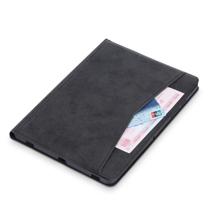Cover Samsung Galaxy Tab S7 Plus Lichtblauw Zwart Zakelijk Leereffect