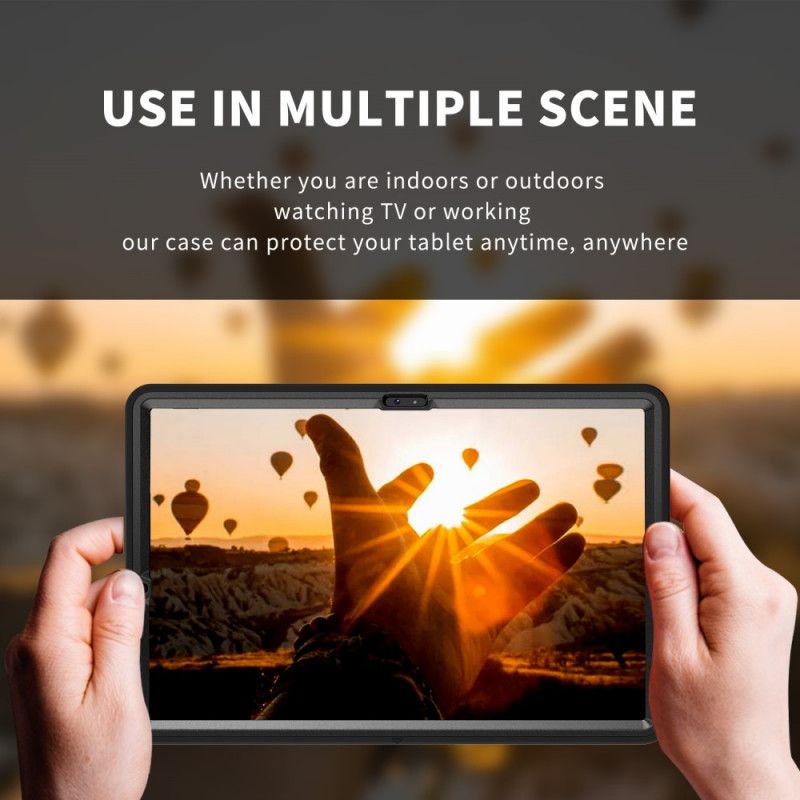 Hoesje Samsung Galaxy Tab S7 Plus Grijs Zwart Multifunctioneel Bedrijf