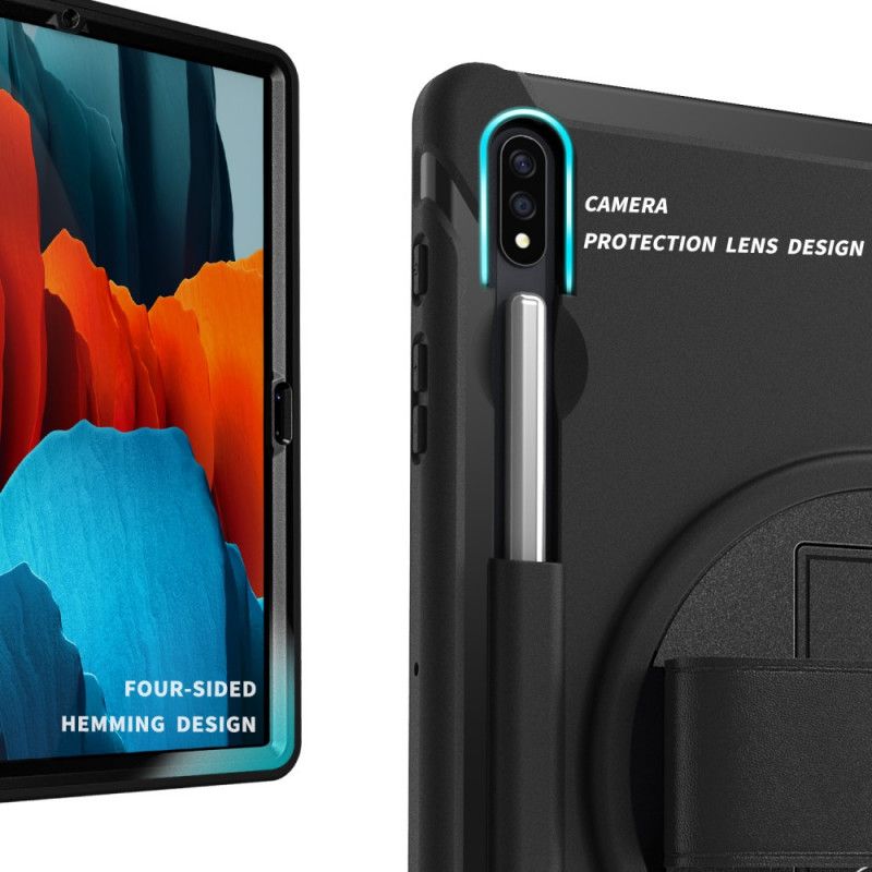 Hoesje Samsung Galaxy Tab S7 Plus Grijs Zwart Multifunctioneel Bedrijf