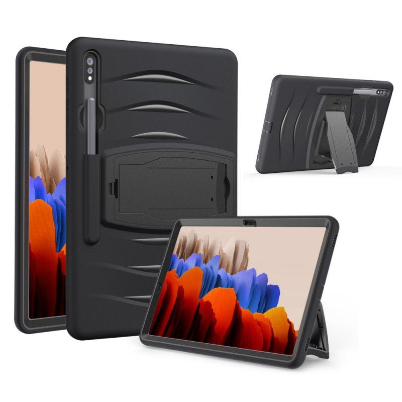 Hoesje voor Samsung Galaxy Tab S7 Plus Rood Zwart Bumperbescherming Met Steun