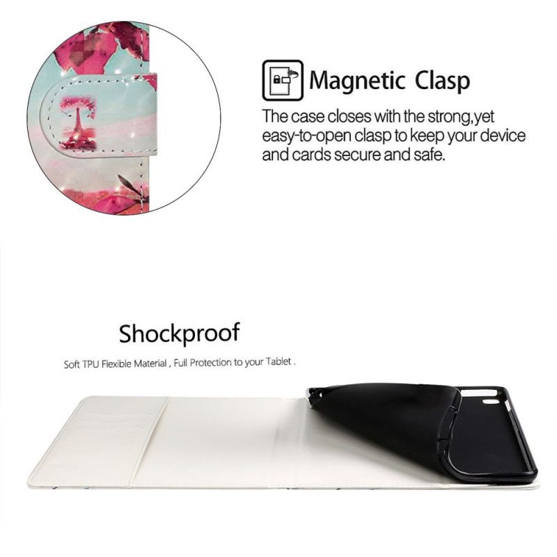 Leren Hoesje Samsung Galaxy Tab S7 Plus Bloemen Eiffeltoren