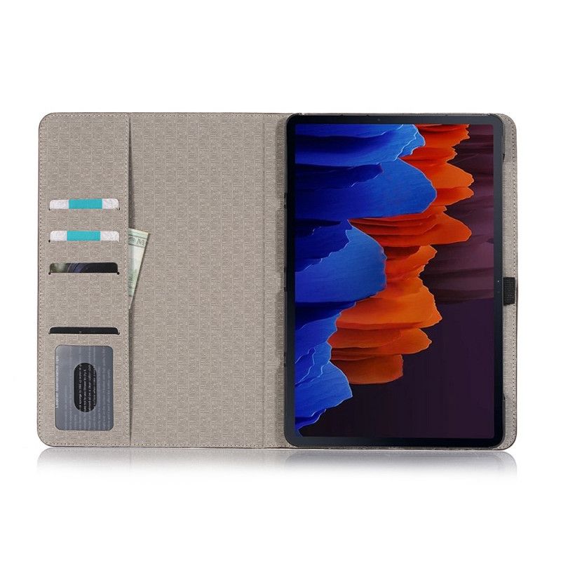 Leren Hoesje Samsung Galaxy Tab S7 Plus Rood Zwart Effect Van Krokodillenhuid