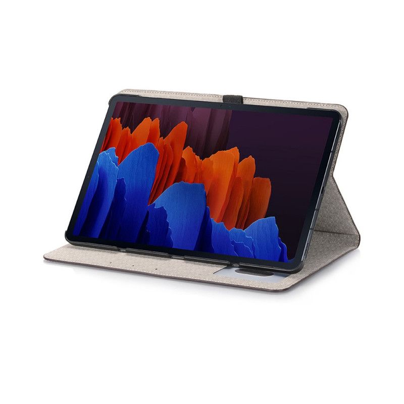Leren Hoesje Samsung Galaxy Tab S7 Plus Rood Zwart Effect Van Krokodillenhuid