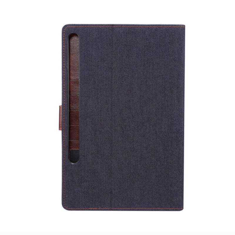 Leren Hoesje voor Samsung Galaxy Tab S7 Plus Donkerblauw Zwart Spijkerbroek