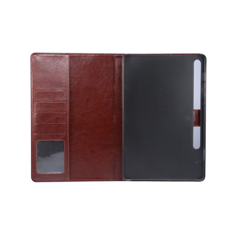 Leren Hoesje voor Samsung Galaxy Tab S7 Plus Donkerblauw Zwart Spijkerbroek