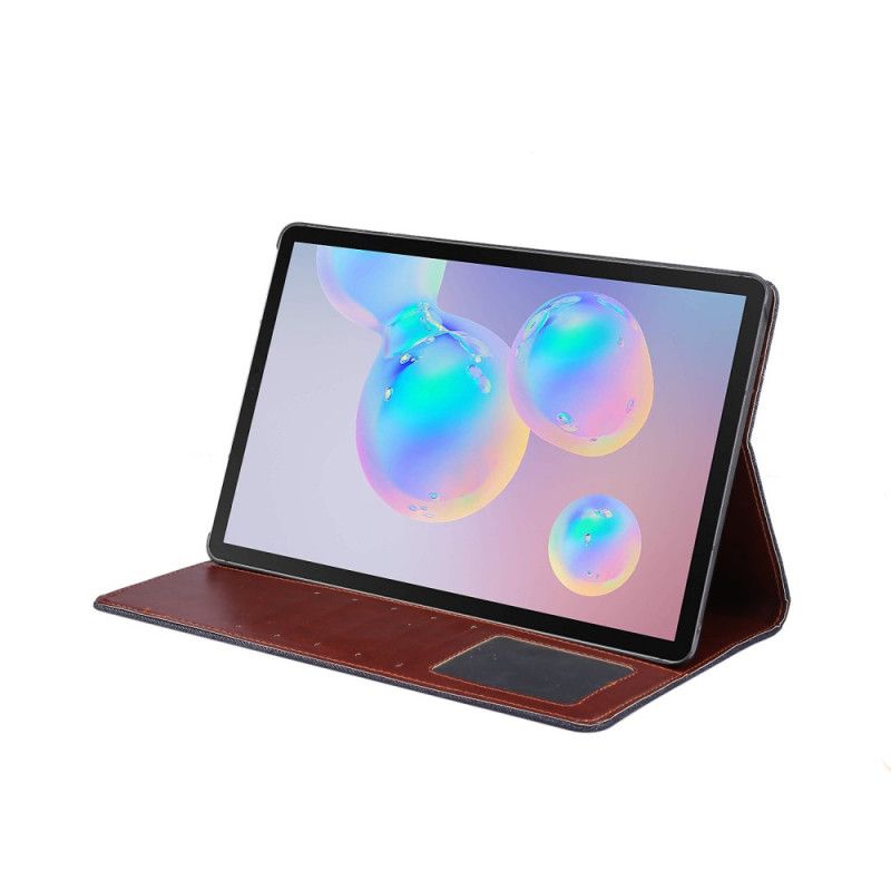 Leren Hoesje voor Samsung Galaxy Tab S7 Plus Donkerblauw Zwart Spijkerbroek
