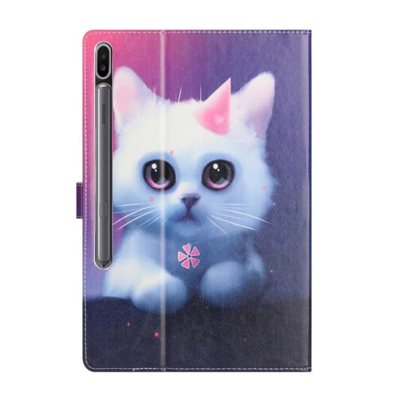 Leren Hoesje voor Samsung Galaxy Tab S7 Plus Witte Kitten