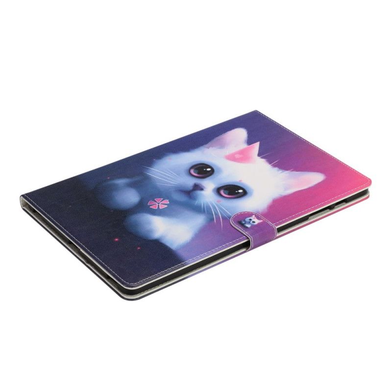 Leren Hoesje voor Samsung Galaxy Tab S7 Plus Witte Kitten