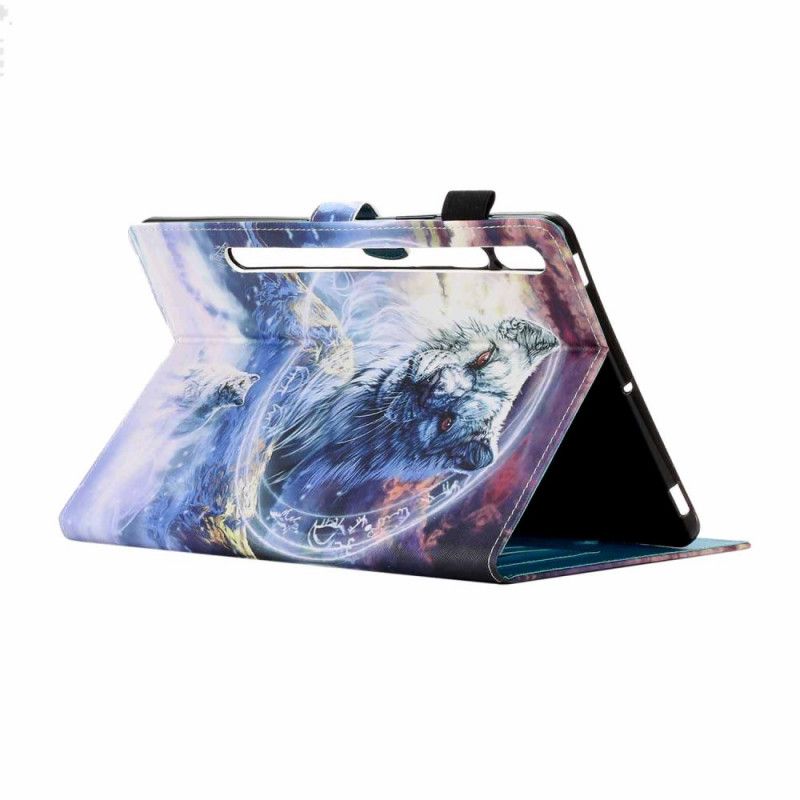 Leren Hoesje voor Samsung Galaxy Tab S7 Plus Wolven