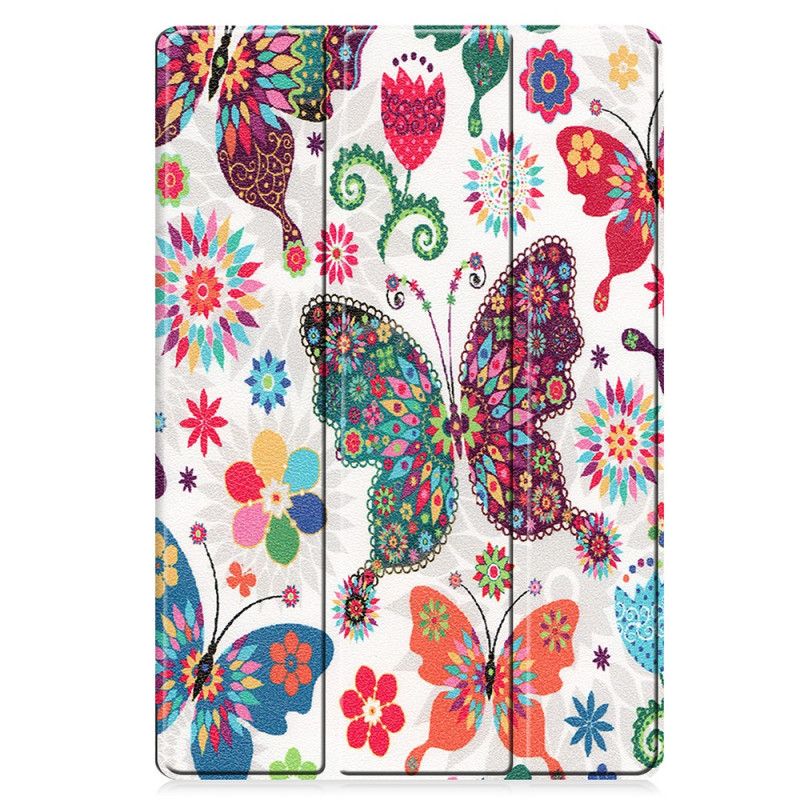 Smart Case Samsung Galaxy Tab S7 Plus Versterkte Vlinders En Bloemen