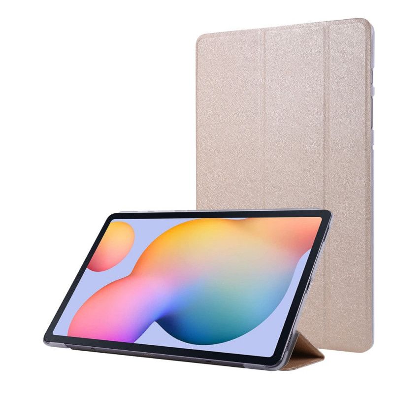 Smart Case Samsung Galaxy Tab S7 Plus Wit Zwart Kunstleer Zijdetextuur