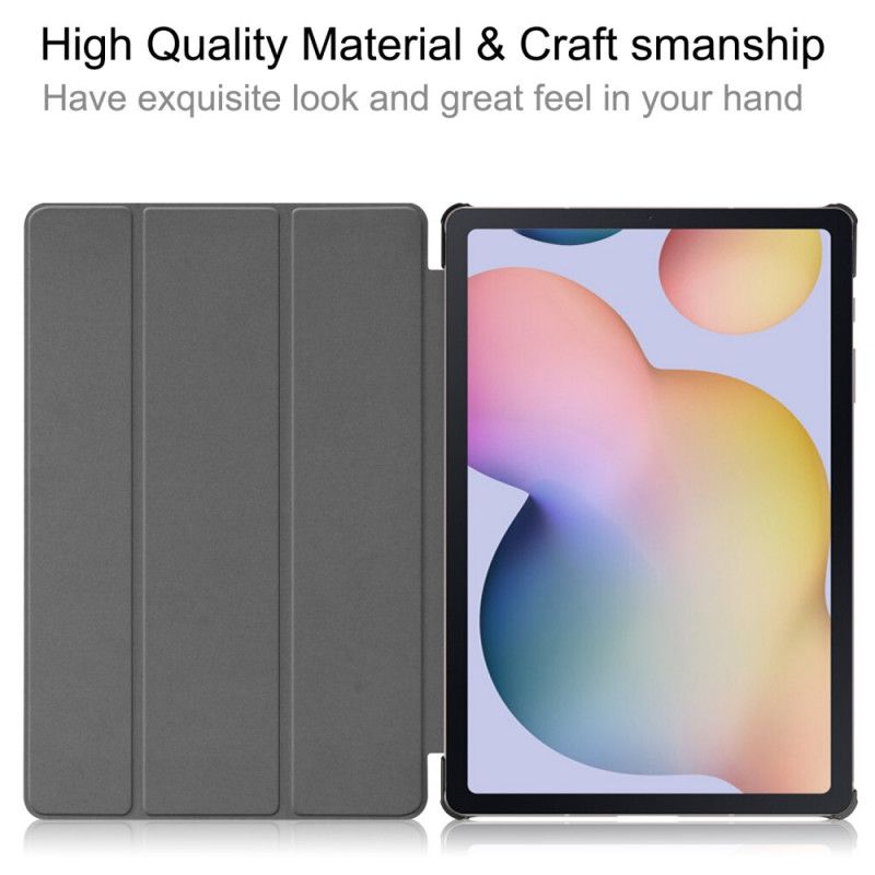 Smartcase Samsung Galaxy Tab S7 Plus Grijs Zwart Drievoudige Pennenhouder