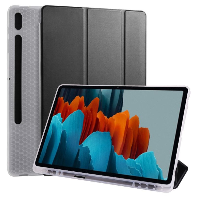 Smartcase Van Siliconen En Kunstleer Samsung Galaxy Tab S7 Plus Rood Zwart