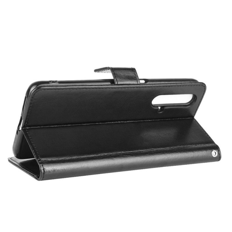 Flip Case Leren Realme X50 Rood Zwart Flitsend Kunstleer