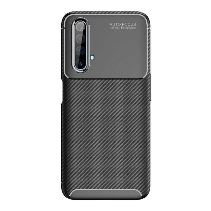 Hoesje Realme X50 Donkerblauw Zwart Flexibele Koolstofvezeltextuur