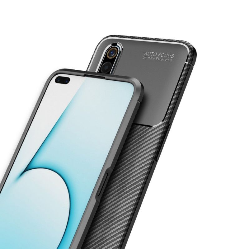Hoesje Realme X50 Donkerblauw Zwart Flexibele Koolstofvezeltextuur