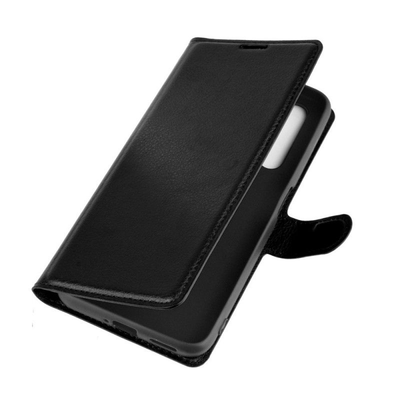 Leren Hoesje Realme X50 Wit Zwart Telefoonhoesje Klassiek Lychee-Effect