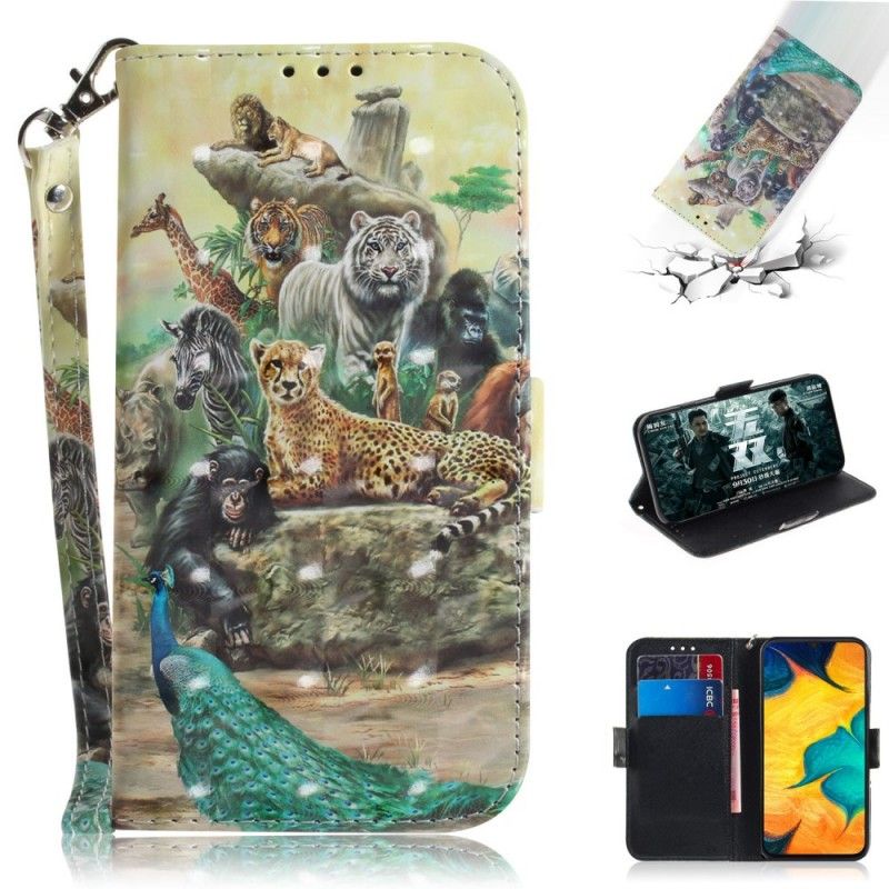 Bescherming Hoesje Samsung Galaxy A30 Telefoonhoesje String Safari Dieren