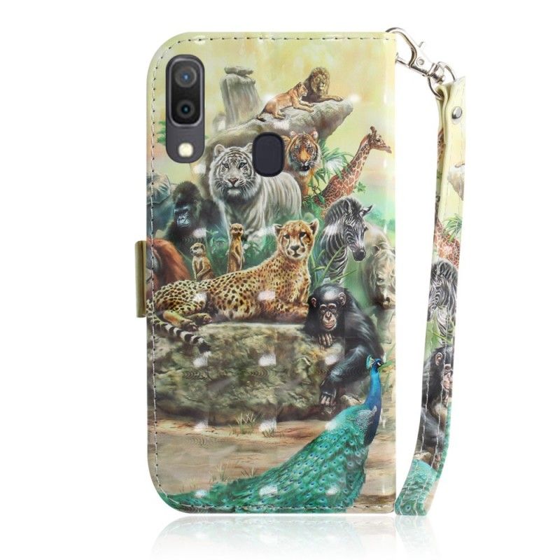 Bescherming Hoesje Samsung Galaxy A30 Telefoonhoesje String Safari Dieren