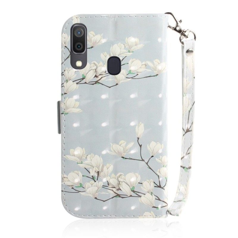 Flip Case Leren Samsung Galaxy A30 Bloeiende Boom Met String