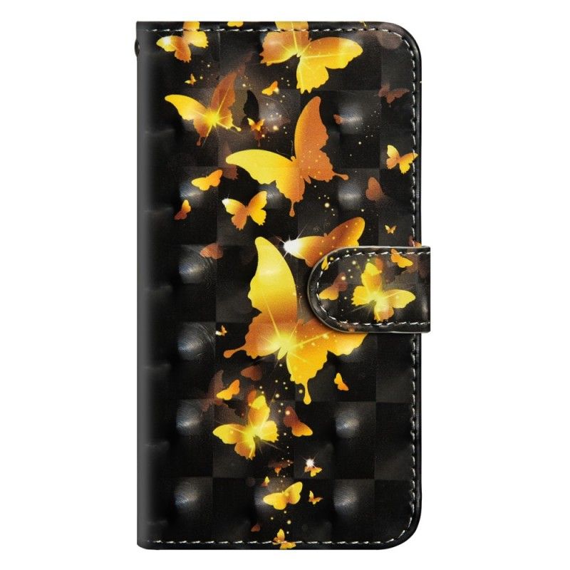 Flip Case Leren Samsung Galaxy A30 Gele Vlinders