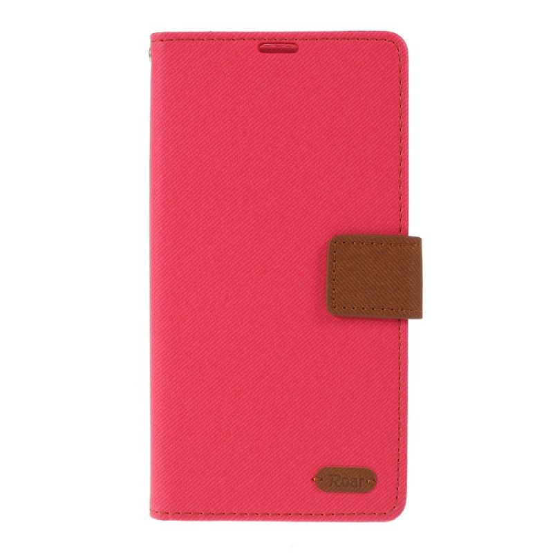 Flip Case Leren Samsung Galaxy A30 Groen Magenta Tweekleurige Stof