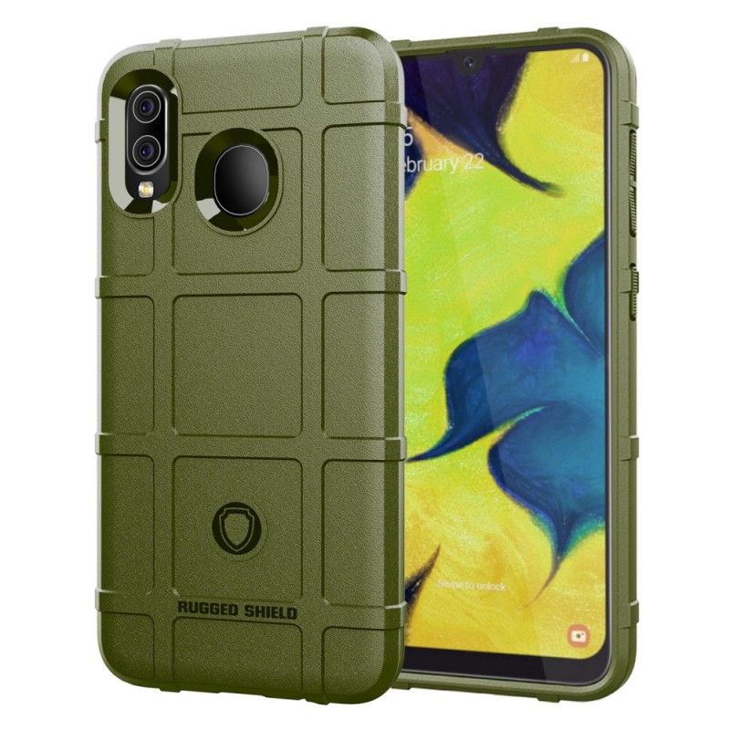 Hoesje voor Samsung Galaxy A30 Groen Zwart Robuust Schild