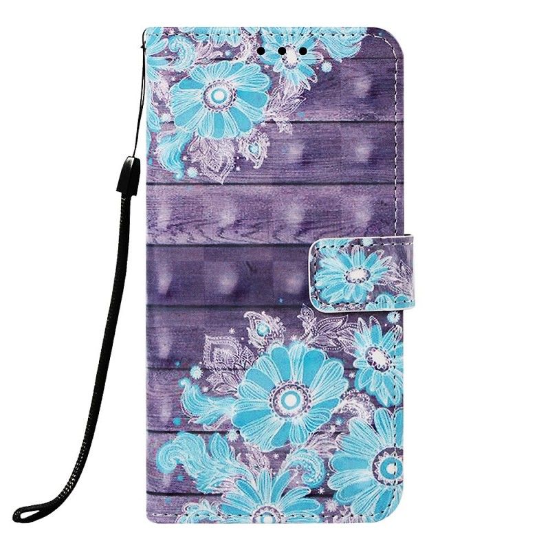 Leren Hoesje Samsung Galaxy A30 Blauwe Bloemen