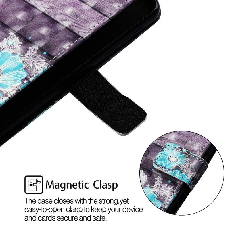 Leren Hoesje Samsung Galaxy A30 Blauwe Bloemen