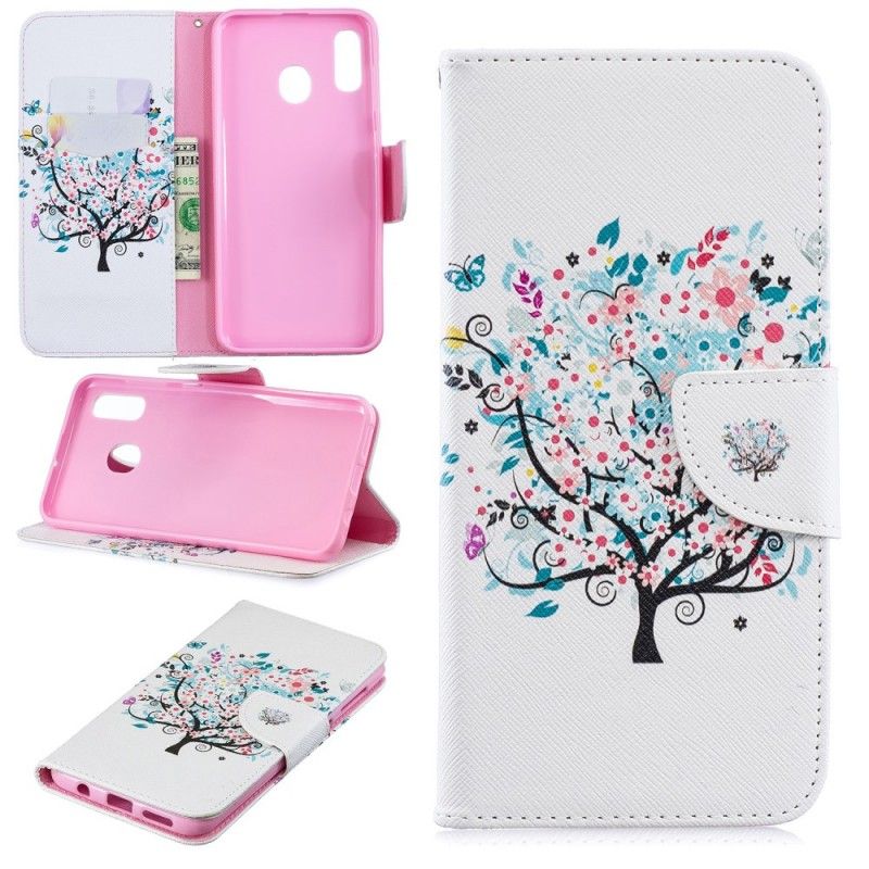 Leren Hoesje Samsung Galaxy A30 Telefoonhoesje Bloemrijke Boom