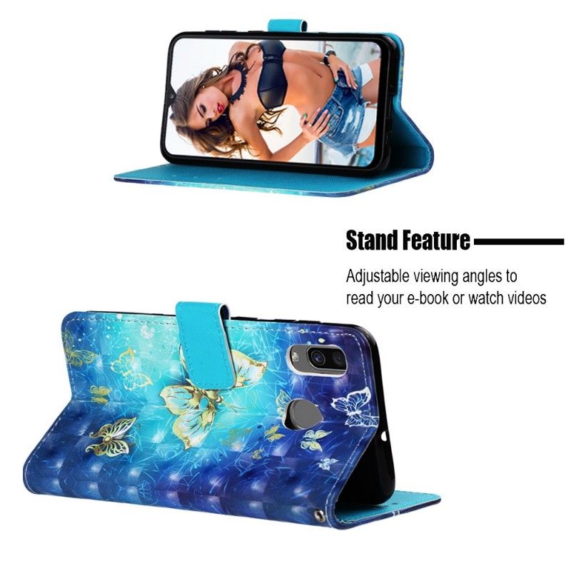 Leren Hoesje voor Samsung Galaxy A30 Gouden String Vlinders
