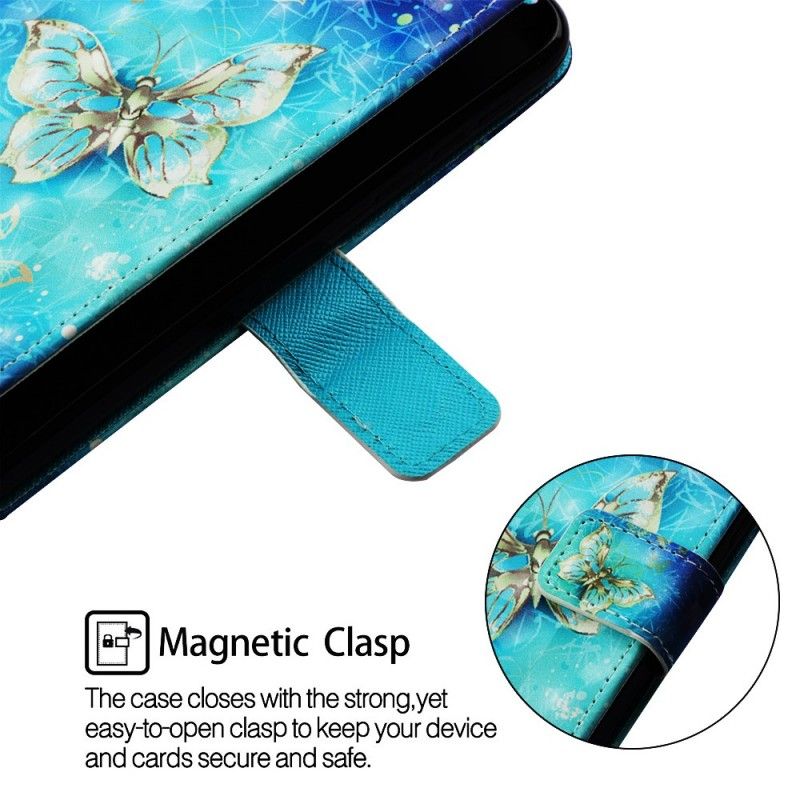 Leren Hoesje voor Samsung Galaxy A30 Gouden String Vlinders
