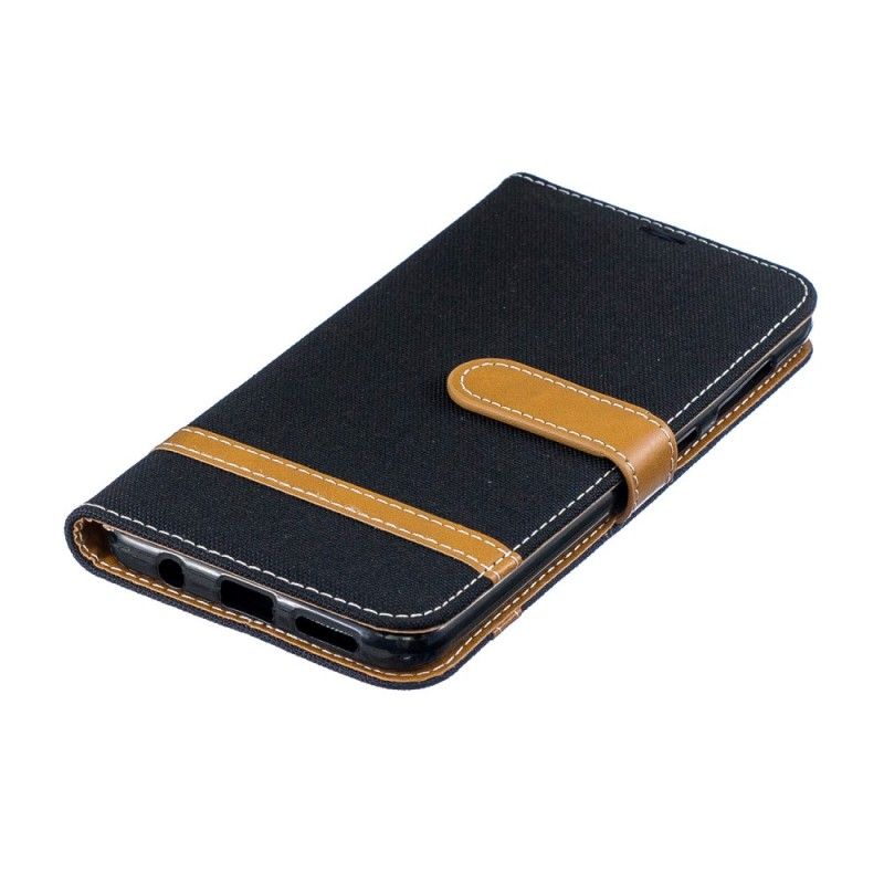Leren Hoesje voor Samsung Galaxy A30 Grijs Zwart Stof En Leereffect