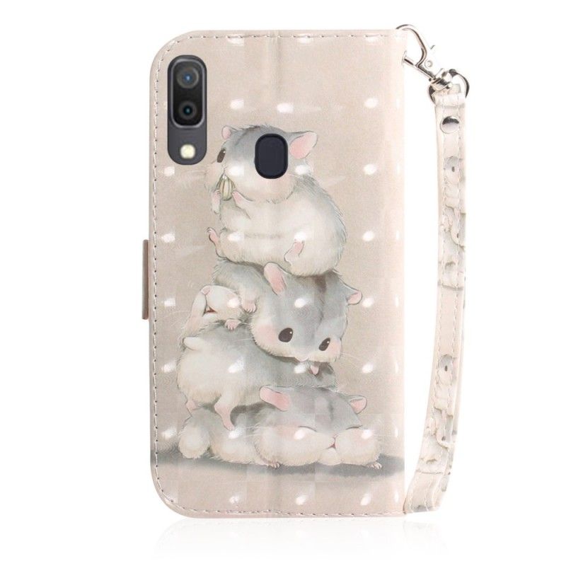 Leren Hoesje voor Samsung Galaxy A30 Hamsters Met String