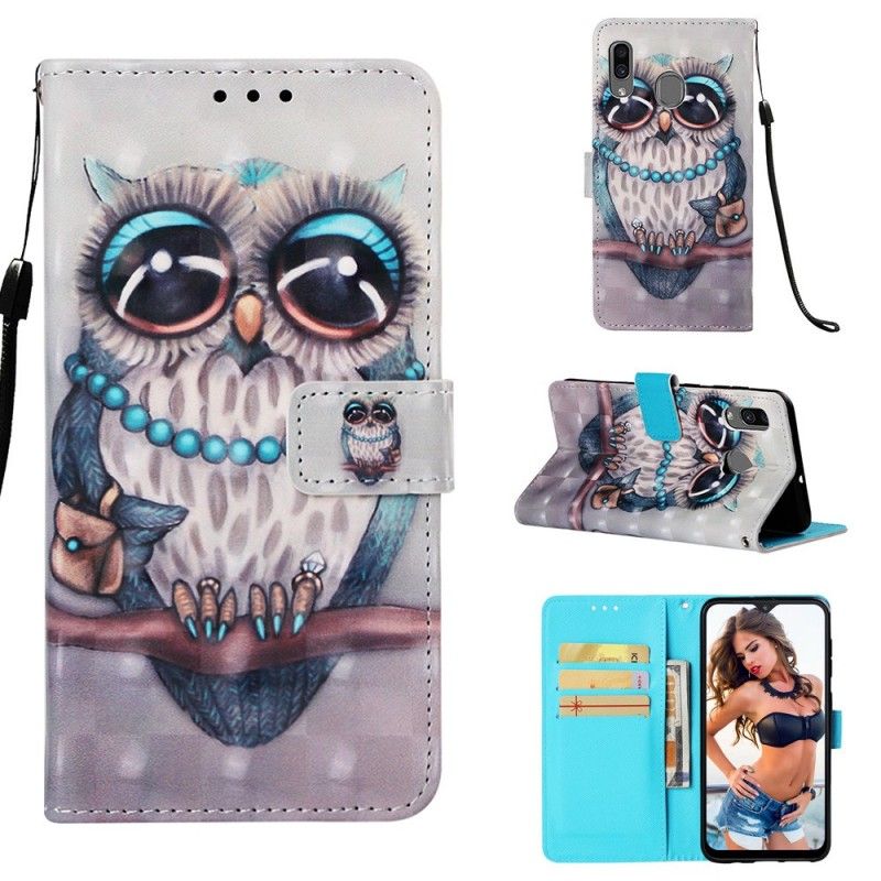 Leren Hoesje voor Samsung Galaxy A30 Juffrouw Uil Met String