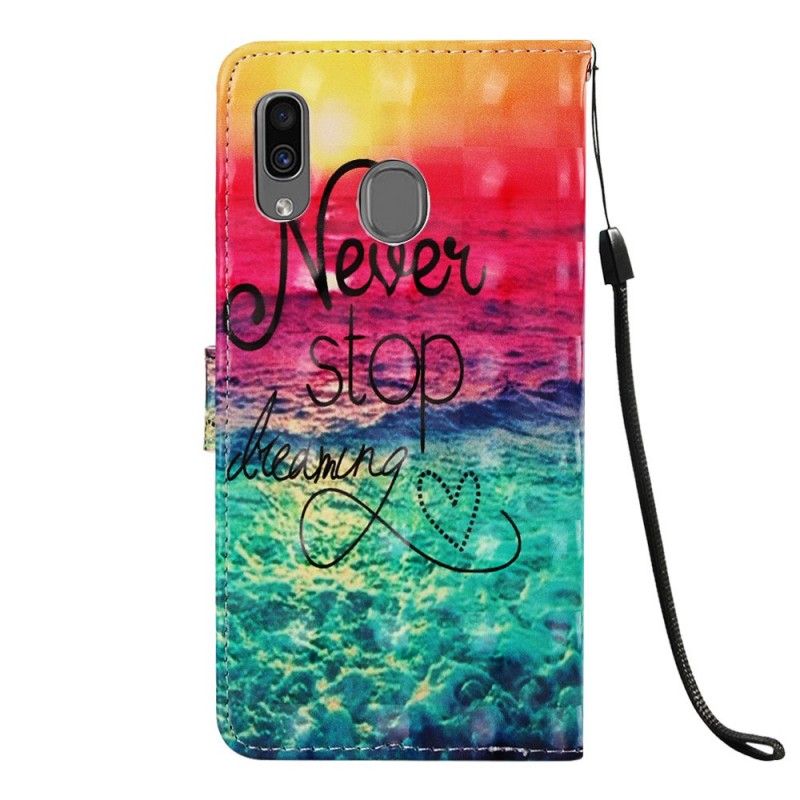 Leren Hoesje voor Samsung Galaxy A30 Stop Nooit Met Dromen