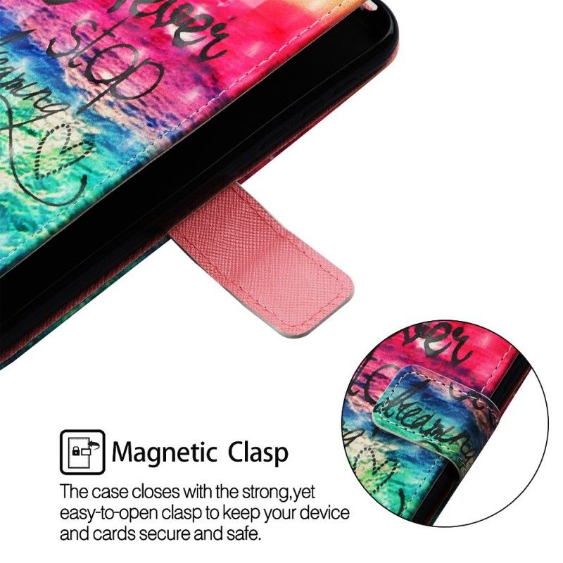 Leren Hoesje voor Samsung Galaxy A30 Stop Nooit Met Dromen