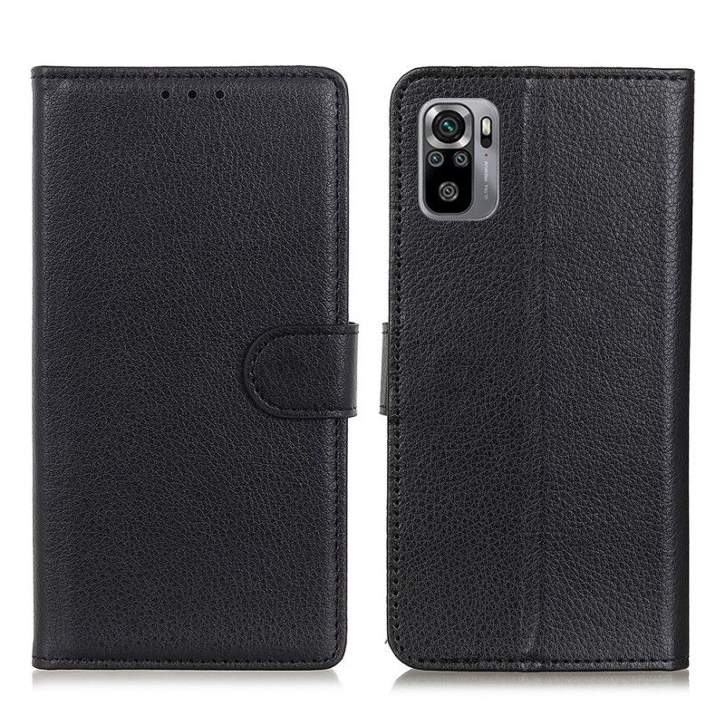 Bescherming Hoesje Xiaomi Redmi Note 10 / Note 10S Rood Zwart Premium Lychee-Leereffect