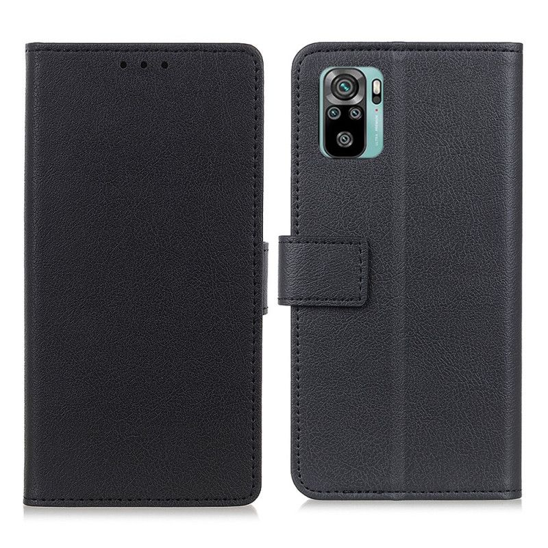 Bescherming Hoesje Xiaomi Redmi Note 10 / Note 10S Wit Zwart Klassiek Kunstleer
