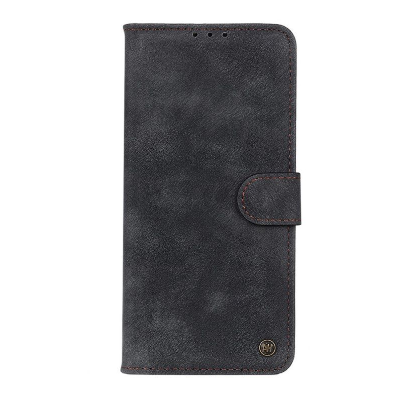 Cover Folio-hoesje Xiaomi Redmi Note 10 / Note 10S Rood Zwart Telefoonhoesje Vintage Leerstijl Met Klinknagel