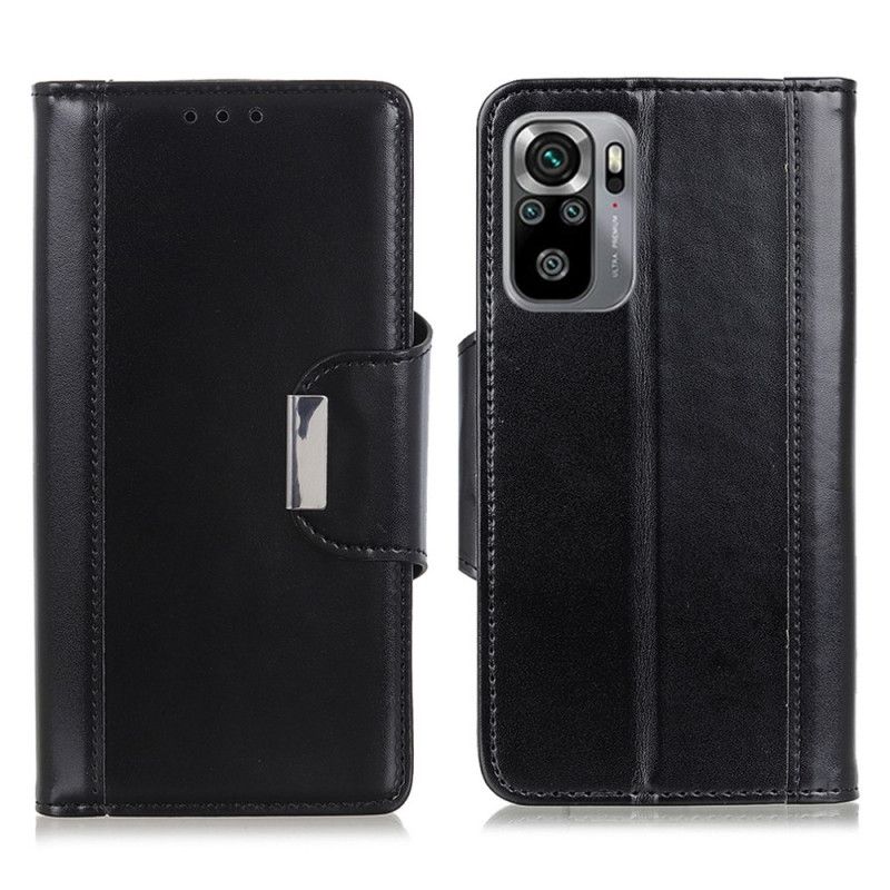 Flip Case Leren Xiaomi Redmi Note 10 / Note 10S Rood Zwart Gespen Elegantie Van Imitatieleer